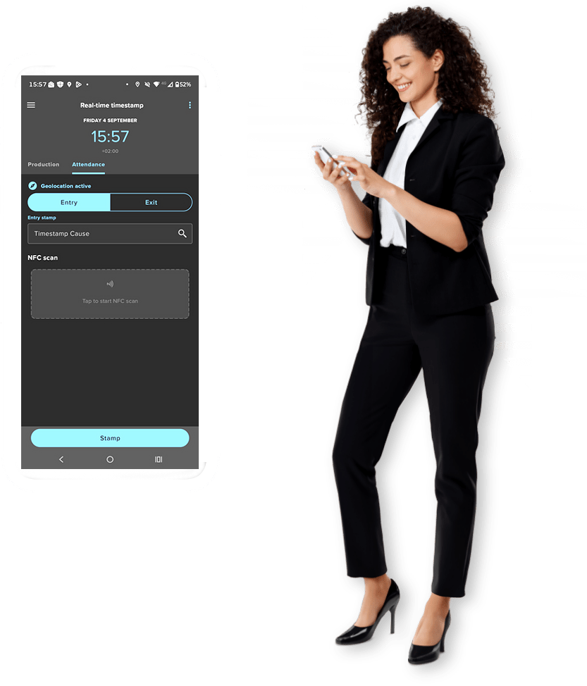 woman standing smartphone