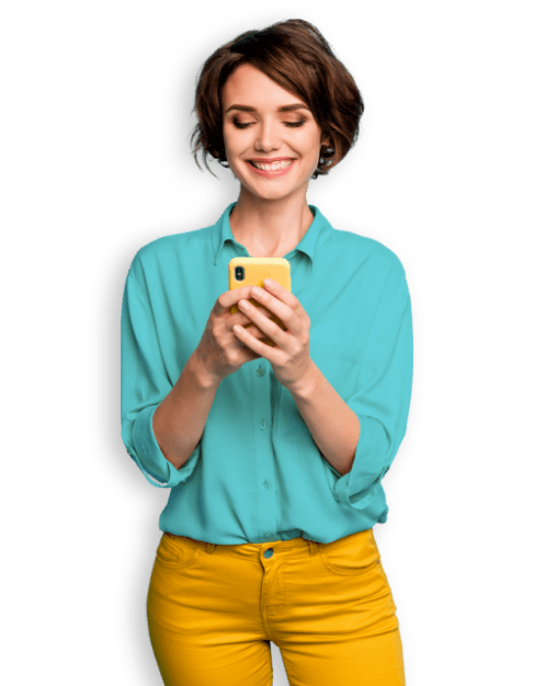 woman smile smartphone