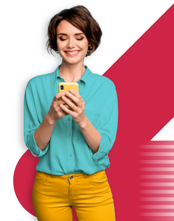 woman smile smartphone