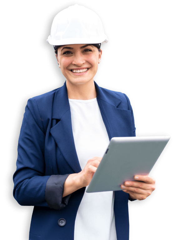 woman safety hat ipad
