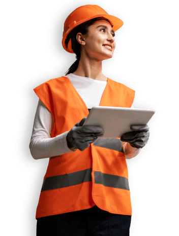 woman safety hat orange