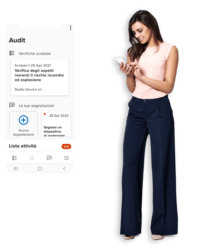 woman standing smartphone