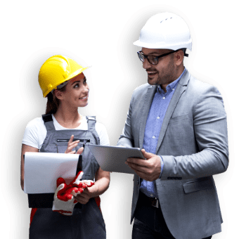 man and woman with helmet