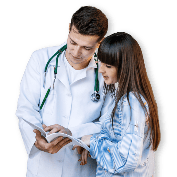 couple of doctors with tablet