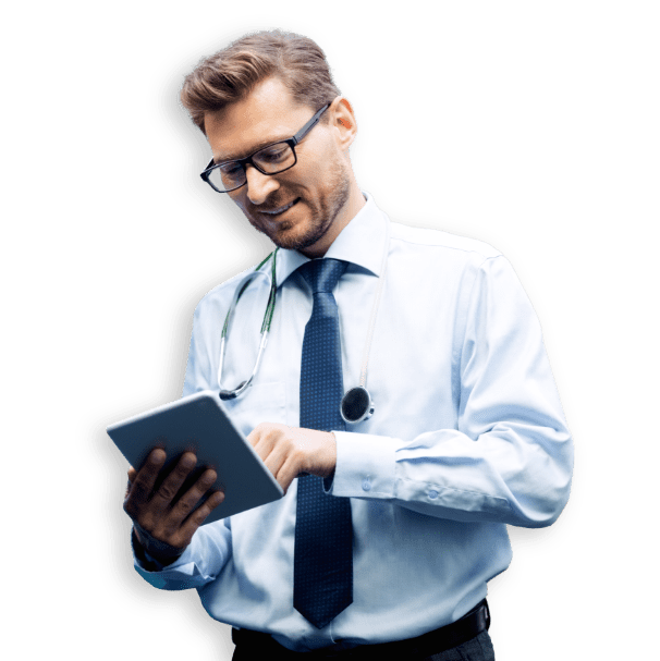 Man doctor with tablet