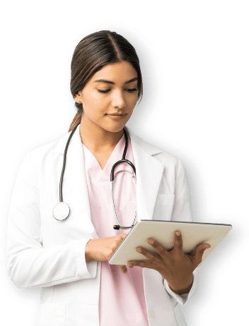 Woman doctor with tablet