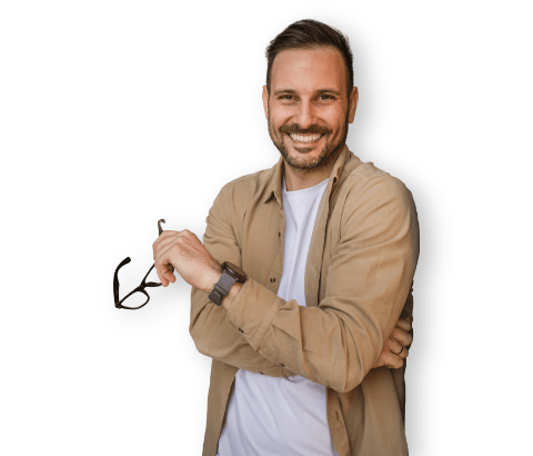 man smiling with glasses