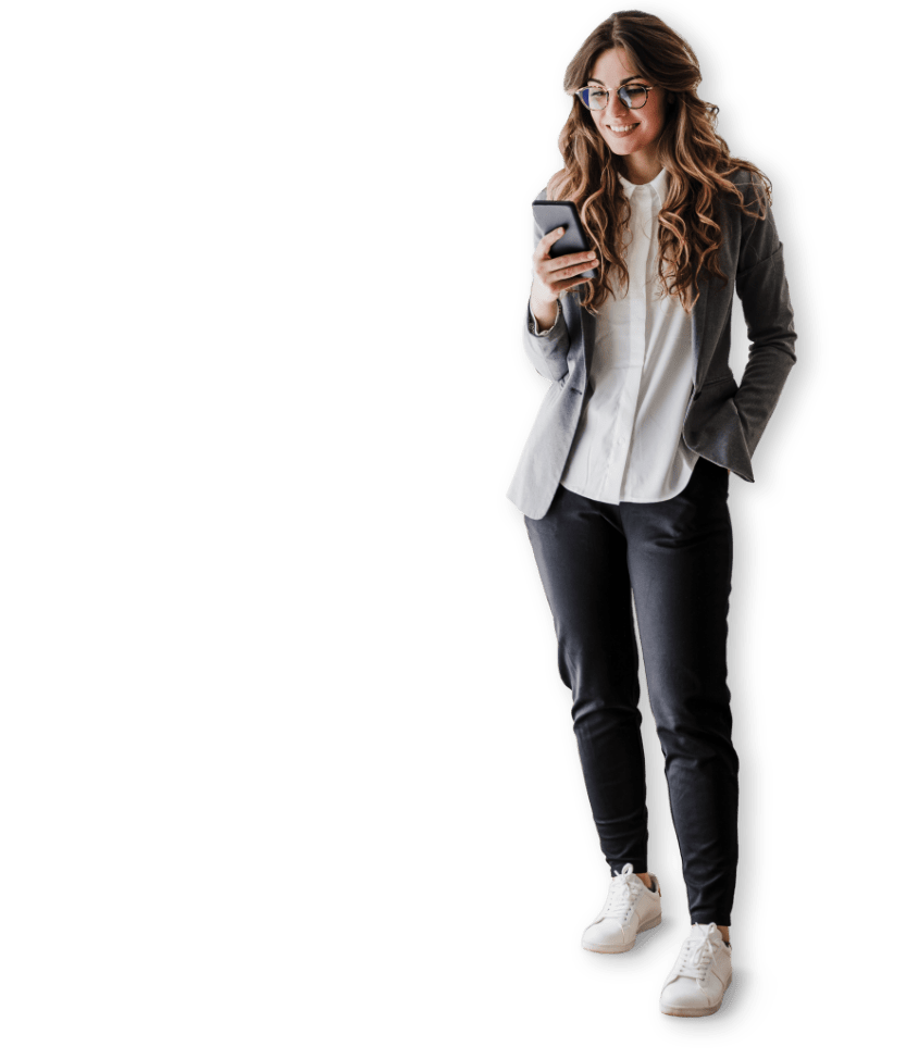 smiling woman with phone