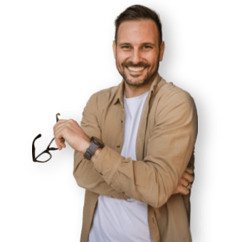 smiling man with eyeglasses