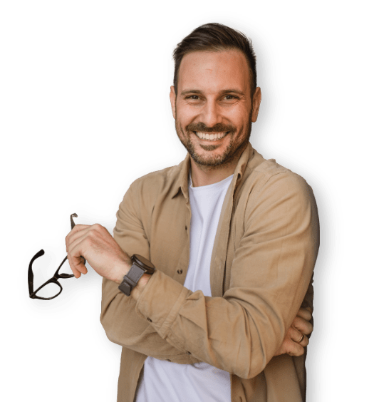 smiling man with eyeglasses